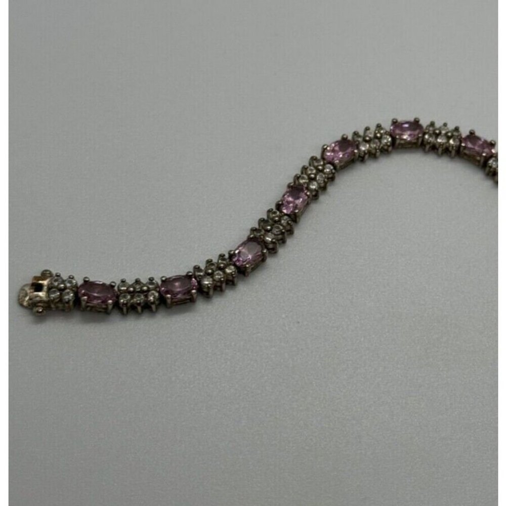 925 STERLING SILVER MORGANITE & GOSHENITE BRACELET - Picture 5 of 8